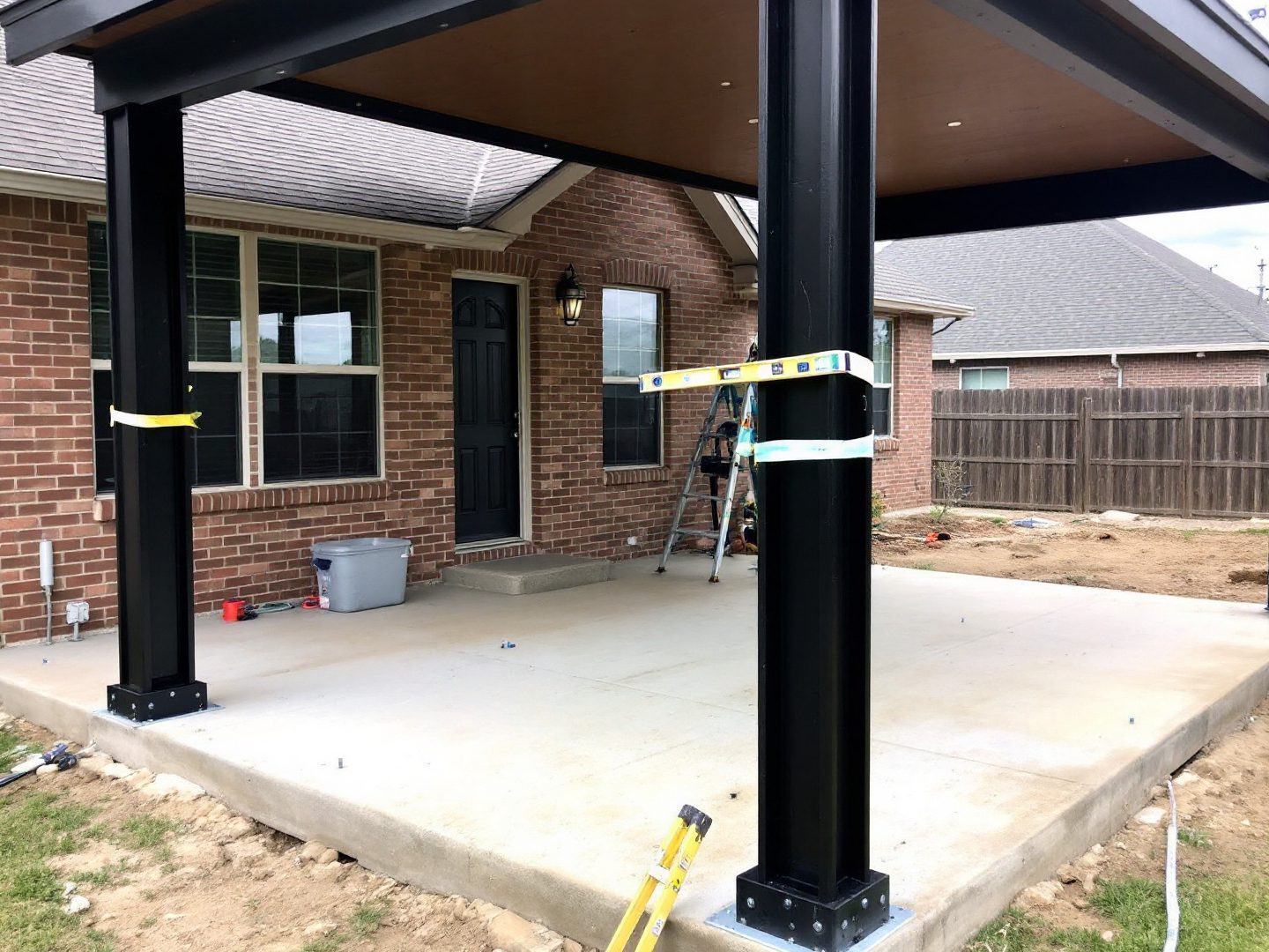 In progress: setting the steel columns