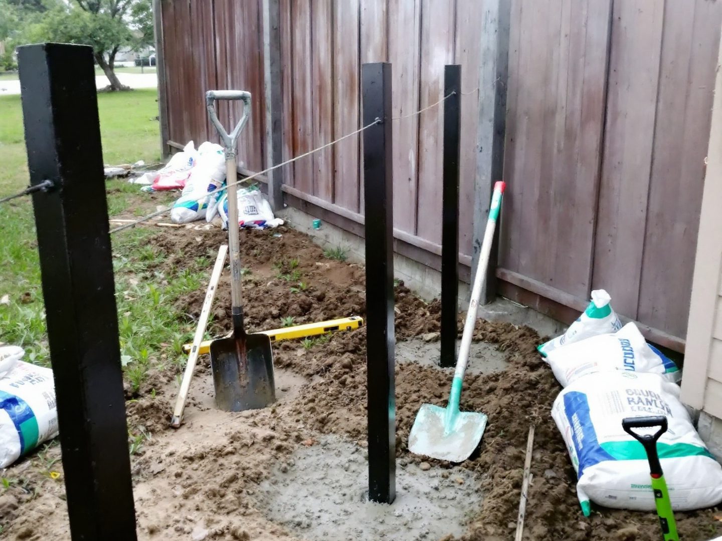 In progress: posts set in concrete