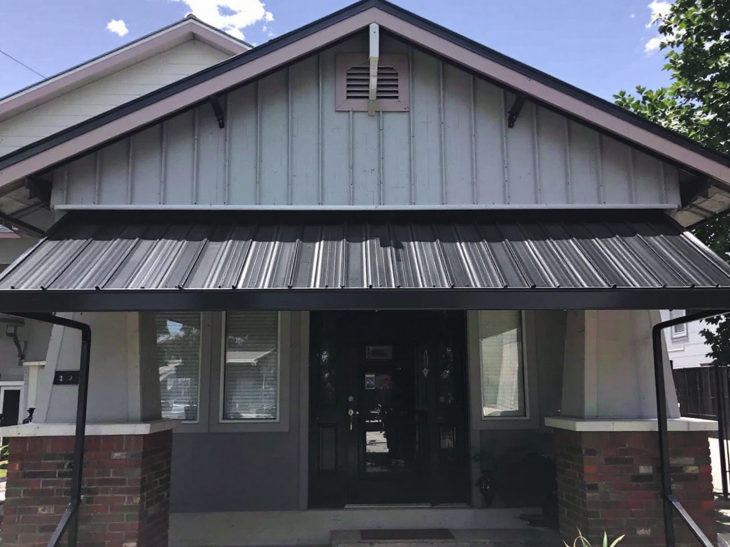 Steel entry awning